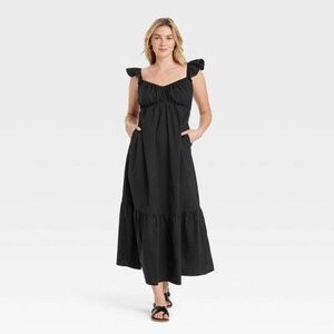 Universal Thread - Women's Flutter Cap Sleeve Maxi A-Line Dress - Uni Black